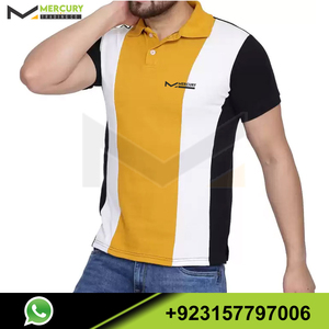 เสื้อโปโลชาย แขนสั้น ผ้าฝ้ายอ๊อกซ์ฟอร์ด ดีไซน์สีตัดต่อ สวมใส่สบาย ระบายอากาศได้ดี พร้อมโลโก้ด้านหน้า - Product Image 3