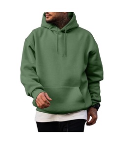 Jersey de algodón 100% de gran tamaño para hombre, sudadera informal con cordón bordado, Sudadera con capucha de manga larga, ajuste holgado, básico de invierno - Product Image 1