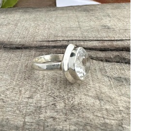 Clear <b>Crystal</b> Quartz Gemstone <b>Ring</b> 925 Sterling Silver Handmade Jewelry Solid Elegant Gift for Her Natural Healing Stone <b>Ring</b> - Product Image 3