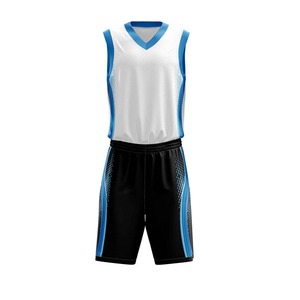 Ensemble de maillots de basket-ball personnalisés en polyester/coton imprimés par transfert thermique, bleu et jaune, lettres, évacuation de l'humidité, unisexe, adulte, athlétique - Product Image 2