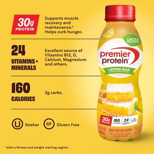 Premier Protein Shake, LIMITED EDITION Lemon <b>Bar</b>, 30g Protein, 11.5 fl oz, 12 Pack - Product Image 6
