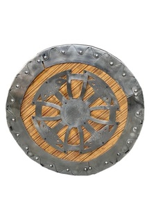 Medieval Armor Viking Shield Heavy <b>Rope</b> <b>Battle</b> Ready Shield Natural Finish Viking Wooden Shield with Steel Rim - Product Image 2