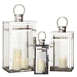 Set Of 3 High Grade Gold Plated Heavy Duty Metal And Clear <b>Glass</b> Standard Designer <b>Candle</b> Holder <b>Lanterns</b> Wedding Decoration - Product Image 6