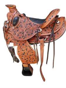 Handmade Wade Tree a Fork Premium Western Leather Saddle English Horse Racing Products From India Roping Ranch Work - Product Image 5