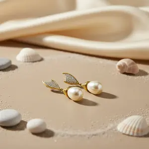 Boucles d'oreilles pendantes en forme de larme en plaqué or élégant pour femmes, bijoux de mode - Product Image 3