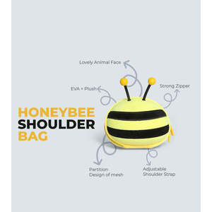 Honeybee Kids Shoulder Bag Lightweight & Waterproof 3D Plush Design Stylish Tykle Purse - Product Image 2