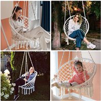 Chaise suspendue en macramé pour enfants, design moderne fait main, 100% corde en coton biologique, écologique, utilisation intérieure et extérieure