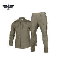 Ensemble uniforme de sécurité pour hommes, chemise de travail en polyester et coton, pantalon cargo, toutes saisons, usage de garde, couleur et logo personnalisables