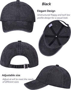 Wholesale Custom Logo Unisex Polyester/Cotton <b>Dad</b> <b>Hats</b> Acid Wash Denim Sports Baseball <b>hats</b> Vintage Black Adjustable Feature - Product Image 3