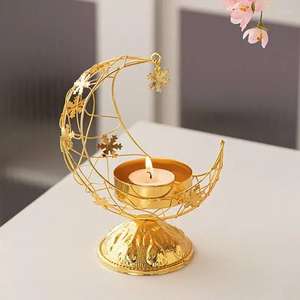 เชิงเทียนอาหรับโมร็อกโก งานฝีมือโลหะสีทอง ของขวัญสำหรับตกแต่งบ้านในเทศกาลอีดและรอมฎอน - Product Image 1