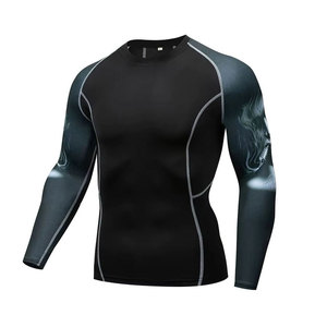 Licra de Compresión de Manga Larga Negra Lisa de Excelente Calidad, Sublimada, para Hombre - Product Image 2