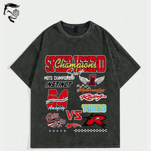 T-shirt à col rond en détresse de style vintage High Street pour hommes t-shirts délavés à l'acide de haute qualité pour hommes - Product Image 1