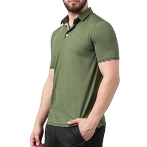 Polo Verde para Hombre con Diseño Geométrico, Ropa Deportiva Elegante, Tejido de Algodón Cómodo para Deportes y Uso Casual - Product Image 3