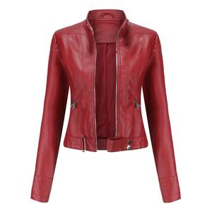 Primavera otoño Stand Collar señoras prendas de vestir exteriores de cuero fino 2024 nuevo estilo chaqueta de cuero de mujer corta Slim Fit - Product Image 6