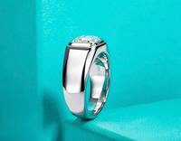 Anillo de Compromiso Solitario de Moissanita con Corte Asscher Original de 3.0 Quilates VVS1 con Bisel para Hombre, Oro Sólido de 10K, Regalo para Fiesta de Bodas