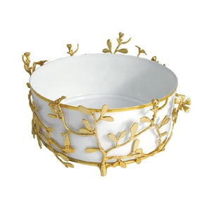 Cuenco para servir ensalada japonesa ecológica de calidad Superior, aperitivos de oro/plata/Chocolate para uso doméstico, boda, Metal pulido - Product Image 3