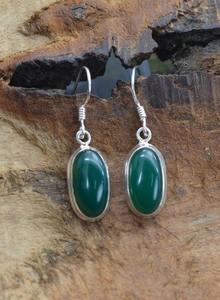 Boucles d'oreilles pendantes en argent sterling 925 avec onyx vert Style Boho Bijoux faits à la main en plaqué or pour femmes Cadeau de fête et de mariage - Product Image 2