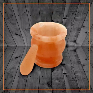 Venta al por mayor de mortero de sal rosa del Himalaya y Maja tallada a mano artesanía de piedra natural para uso en la cocina decoración del hogar de Pakistán - Product Image 3