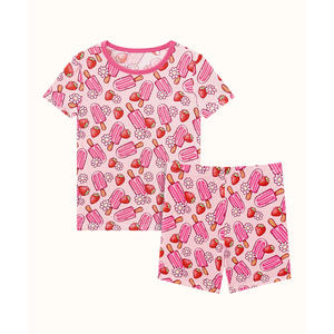 Pyjamas d'été pour filles en viscose de bambou, imprimé floral, ensembles de pyjamas pour femmes avec taille élastique, logo personnalisé, ODM, design durable - Product Image 3