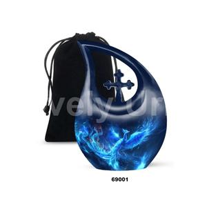 รูปนกฟีนิกซ์สีน้ำเงินสวยงามสำหรับใส่เถ้ากระดูกผู้ใหญ่สำหรับใส่เถ้ากระดูกของมนุษย์ตกแต่งพร้อมถุงกำมะหยี่ฟรี - Product Image 1