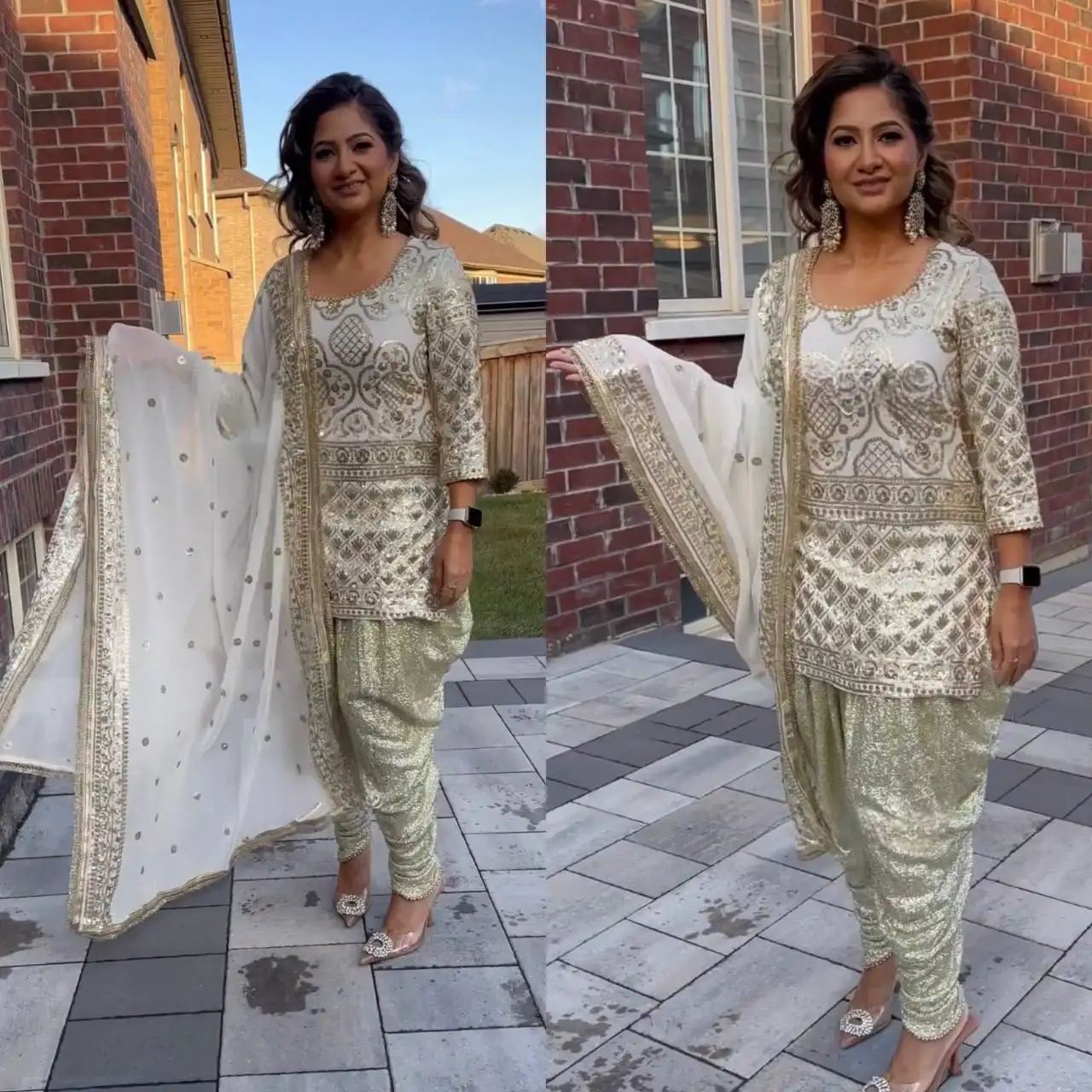 Mới Thiết Kế Bên Mặc Nhìn Top Salwar Kamiz Và Dupatta Đầy Đủ Làm Việc Trong Phù Hợp Với Salwar Kamis Hồi giáo Quần Áo Bằng Meetali Sáng Tạo