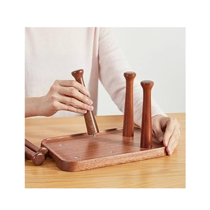 Excellente qualité bois porte-verre support en bois rustique 4 verre présentoir personnalisé vente chaude - Product Image 5