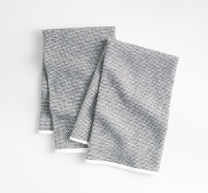 Paire de torchons en coton tissé à micro-motifs gris et blanc minimalistes. Disponible à prix de gros. - Product Image 1