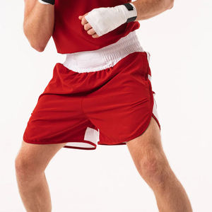 Tenue de boxe personnalisée Lamatex Sports pour hommes, ensemble short de combat rouge et blanc, tenue d'entraînement, vêtements de combat, confortable et respirant - Product Image 4