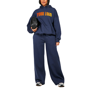 Nouvel arrivage : Survêtement femme coupe ample avec logo personnalisé, épaules tombantes, 100 % polyester, gris uni - Product Image 1