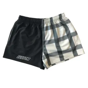 Custom design your own two colour gingham rugby shorts women with pockets