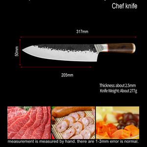 Venta al por mayor personalizado de alta calidad OEM ODM servicio cuchillo mango de madera cuchillo carne rebanar Acero inoxidable Chef cuchillos de cocina - Product Image 5