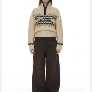 Sudadera informal gruesa con media cremallera para hombre con sudadera sólida de manga larga, jersey de otoño, Tops para mujer, suéter holgado - Product Image 6