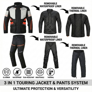 Completo LY-2030n Impermeabile Antivento Traspirante per Città <span class=keywords><strong>4</strong></span> <span class=keywords><strong>Stagioni</strong></span> Touring Avventura <span class=keywords><strong>Moto</strong></span> <span class=keywords><strong>Giacca</strong></span> e Pantaloni da Motociclista - Product Image 1