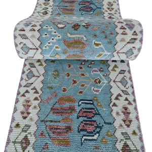 พรมขนแกะถักมือปรับแต่งได้สีฟ้าสไตล์เปอร์เซียพรมปูพื้นพิมพ์โดยตรงจากผู้จำหน่ายอินเดีย - Product Image 3