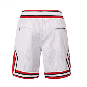 Short de basket-ball blanc personnalisé avec panneau latéral rouge et ceinture étoile pour vêtements de sport pour hommes - Product Image 4