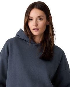 Sweat à capuche en molleton bleu acier pour femme, surdimensionné, décontracté, chaud, avec capuche, doux, pour l'hiver, style poche kangourou - Product Image 4