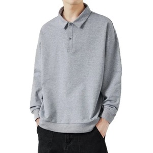 Polo piqué en coton à manches longues Version vierge brillant Couple T-shirts hommes femmes 10 couleurs printemps coupe ample mode masculine - Product Image 3