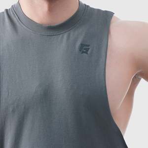 Infinity Motion Gym Tank <b>Top</b> Dark Grey Breathable Motion Tank Hood Collar XL Size Plain Muscle Bodybuilding for Workout Training - Product Image 5