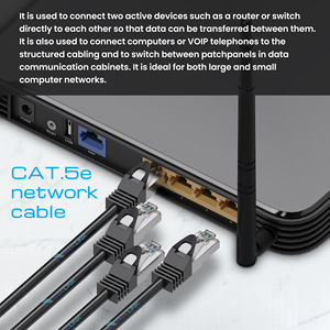 EXTRALINK LAN PATCHCORD CAT.5E FTP 0.5m 1m 2m 3m 5m 10m FOILED TWISTED PAIR NUE CUIVRE NOIR - Product Image 2