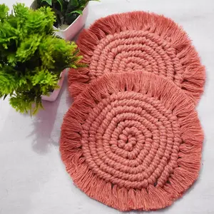 Posavasos de macramé Boho Chic, intrincado Diseño Artesanal de Isar International Llp para decoración moderna del hogar - Product Image 5
