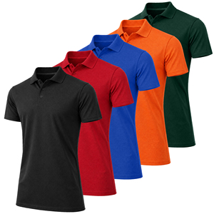 Chemise polo à manches courtes pour homme, décontractée, anti-rides, en tricot polyester/coton 180g, longueur normale, <span class=keywords><strong>golf</strong></span> US - Product Image 1