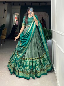 Top Quality Tussar Silk Indian Traditional <b>lehenga</b> choli Printed With Foil Work At <b>Cheap</b> Rate For Sale - Product Image 3