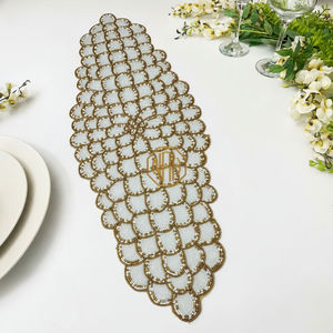 Camino de Mesa y Salvamanteles con Cuentas Plateadas y Negras, Bordado a Mano con Diseño Floral Multicolor, B2B - Product Image 6