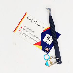 Pince à cils avec logo personnalisé de marque privée avec breloques Volume Extension de cils Pince à épiler en acier inoxydable Pointe en fibre plate - Product Image 6