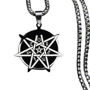 Nouveau Collier Pendentif Unisexe en Acier Inoxydable Plaqué Argent avec Chaîne à Maillons et Symbole Étoile Géométrique à Sept Branches – Cadeau Tendance - Product Image 5