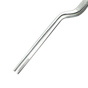 Pince à épiler professionnelle extra-longue de 16 cm en acier inoxydable, dentelée, plaquée de précision, durable, pour manucure, à pointe inclinée, pour préhension alimentaire - Product Image 4