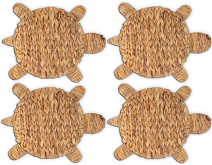 Modern Water Hyacinth Sea Turtle Wall Decor Set of 4 Coasters Placemats Water Hyacinth Weave Placemat <b>Round</b> Braided <b>Tablemats</b> - Product Image 3