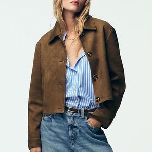 แจ็กเก็ตหนังนิ่มหนังแกะของผู้หญิงเสื้อแจ็กเก็ตแฟชั่นสตรีทแวร์กันลมสวมใส่สบายฤดูใบไม้ร่วงฤดูหนาว - Product Image 1