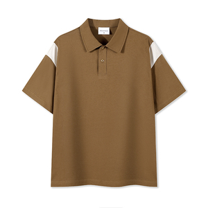 En stock pour hommes été pour polo t-shirt impression de logo personnalisé manches courtes couleur assortie motif solide tissu tricoté - Product Image 4