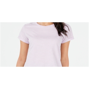 T-shirt da donna Maison Jules Y2K a righe girocollo taglia XL in jersey traspirante viola con colletto a fiocco e personaggio animato - Product Image 2